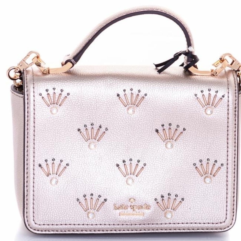 KATE SPADE Maisie Patterson Embellished Metallic Blush Crossbody♠️